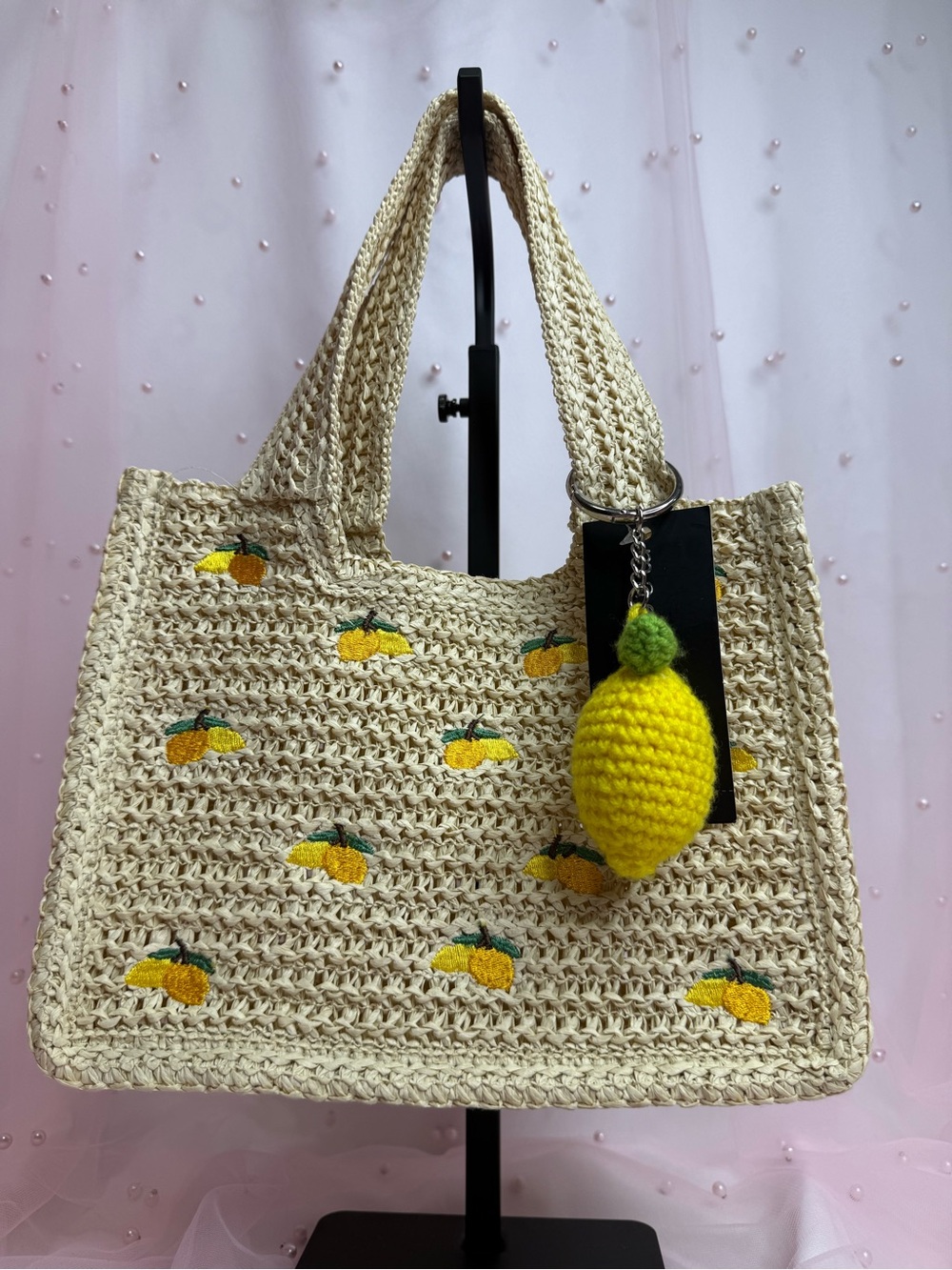Madden Girl Natural/Lemon Straw Mini Tote